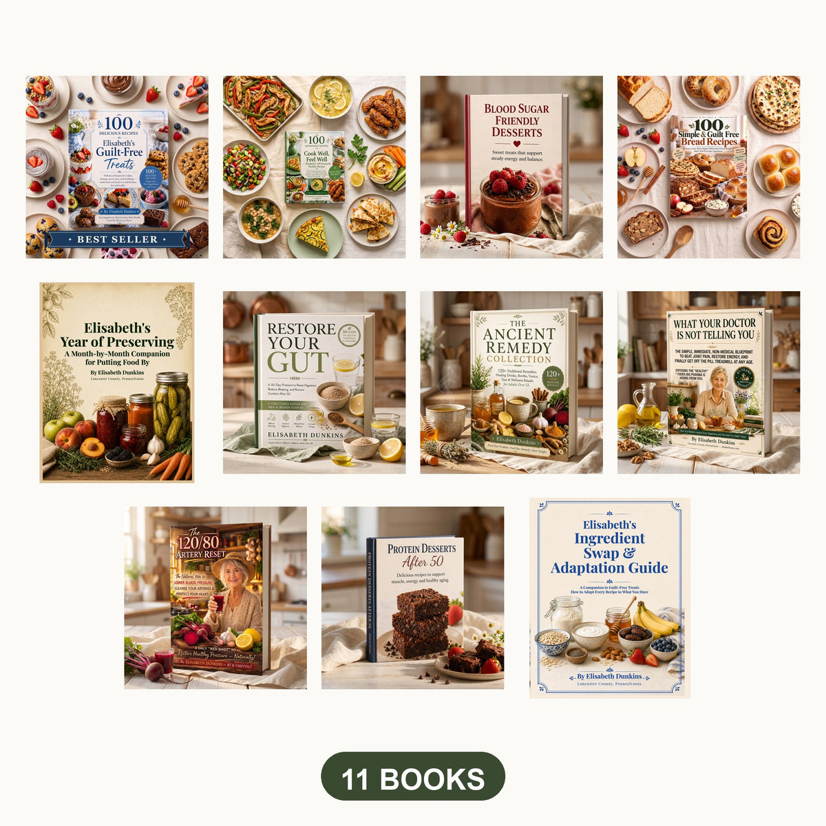 All eleven books in Elisabeth's Whole Library